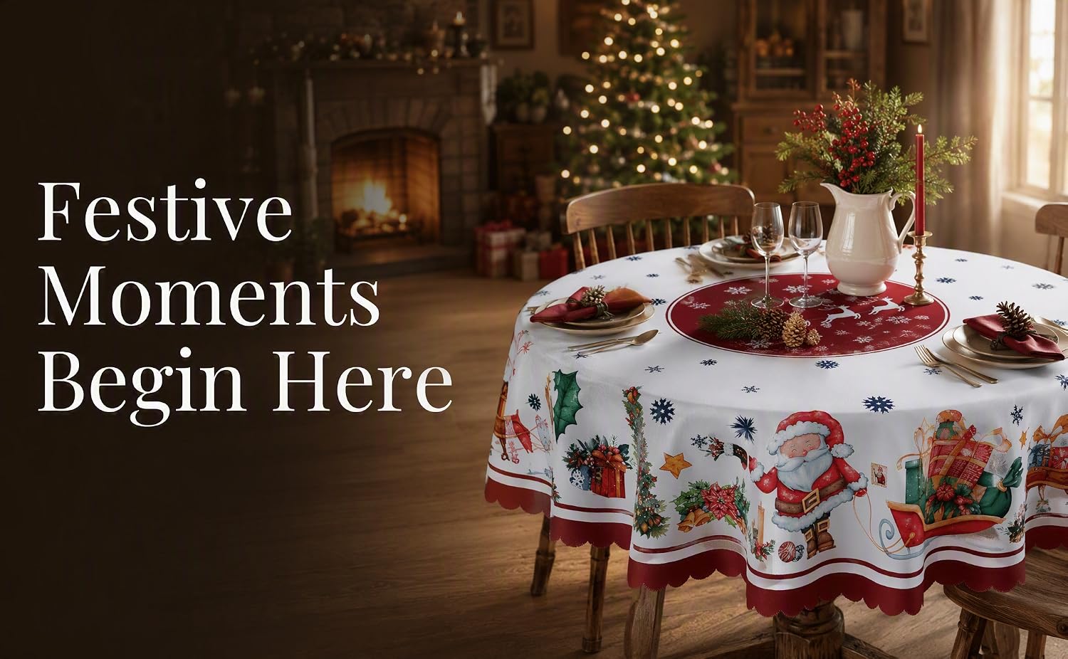 Christmas Round Tablecloth
