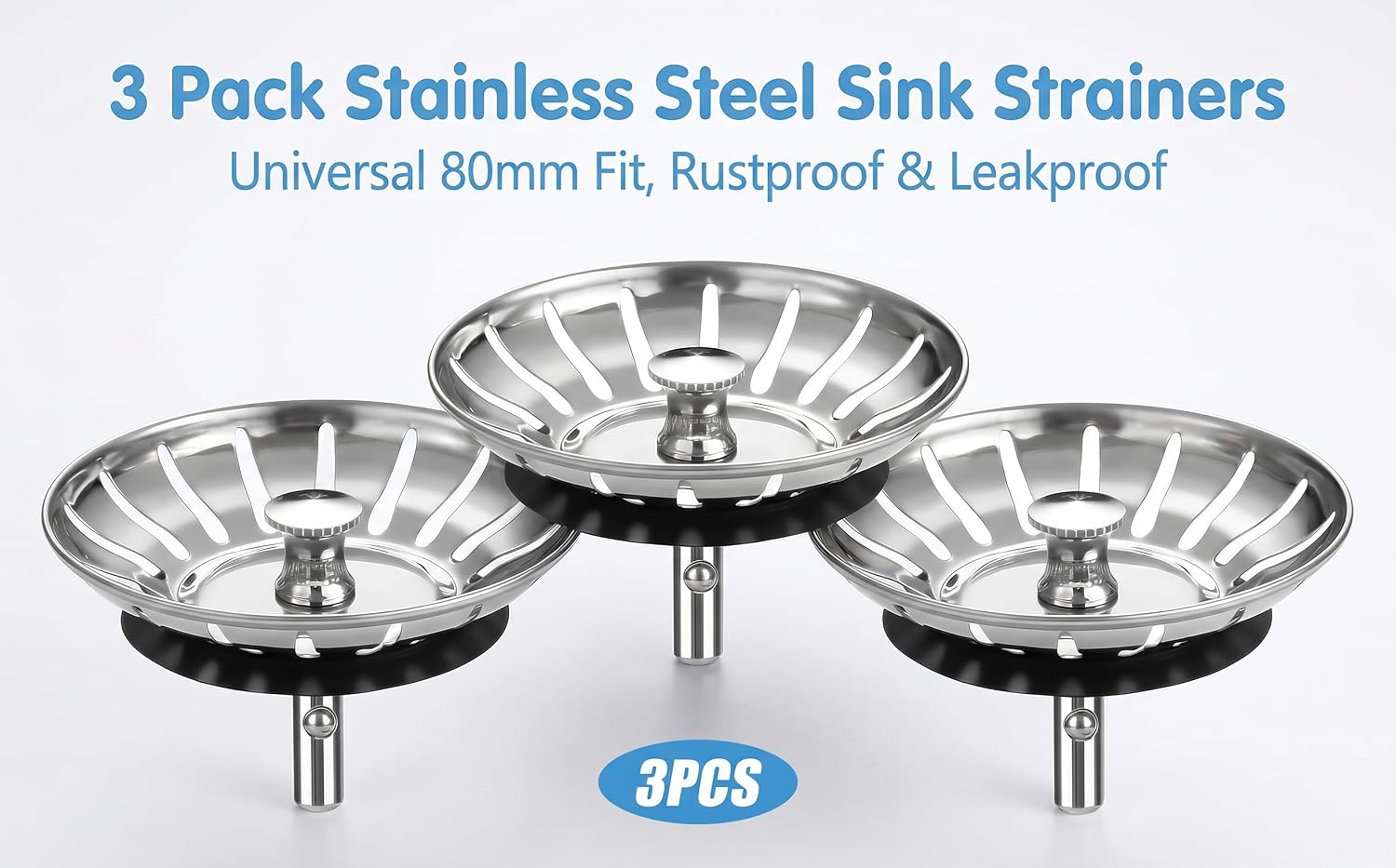 3 Pack Sink Strainer Plug