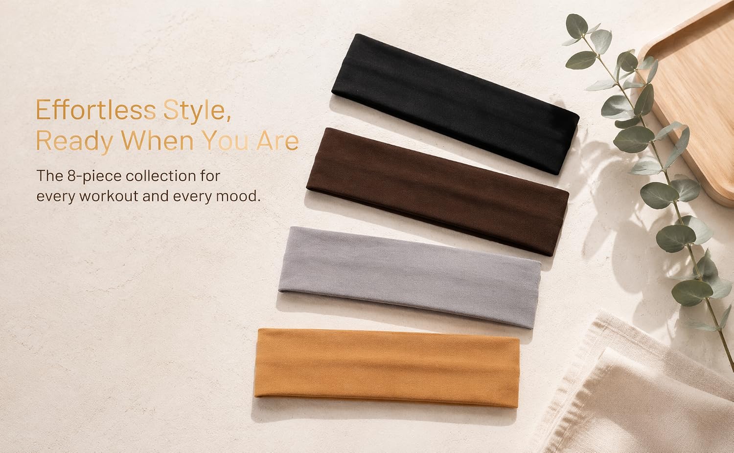 8-pack of elastic plain-colored hair bands