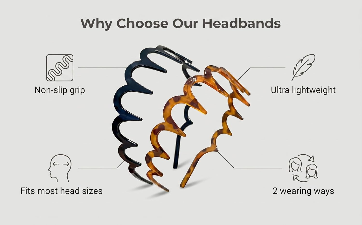  2 Pack Zig Zag Hair Comb Headband