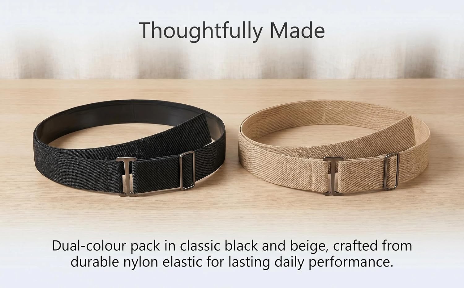 2-Pack Elastic Belt Invisible No Show Tuck Band Adjustable Stretch Waist Belt Unisex