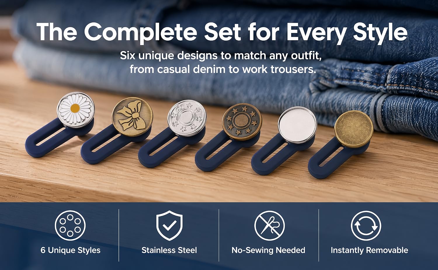 6 Pcs Jeans Button Extender