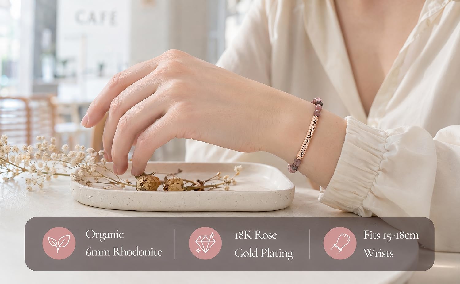 Three core premium specifications of this rhodonite bracelet