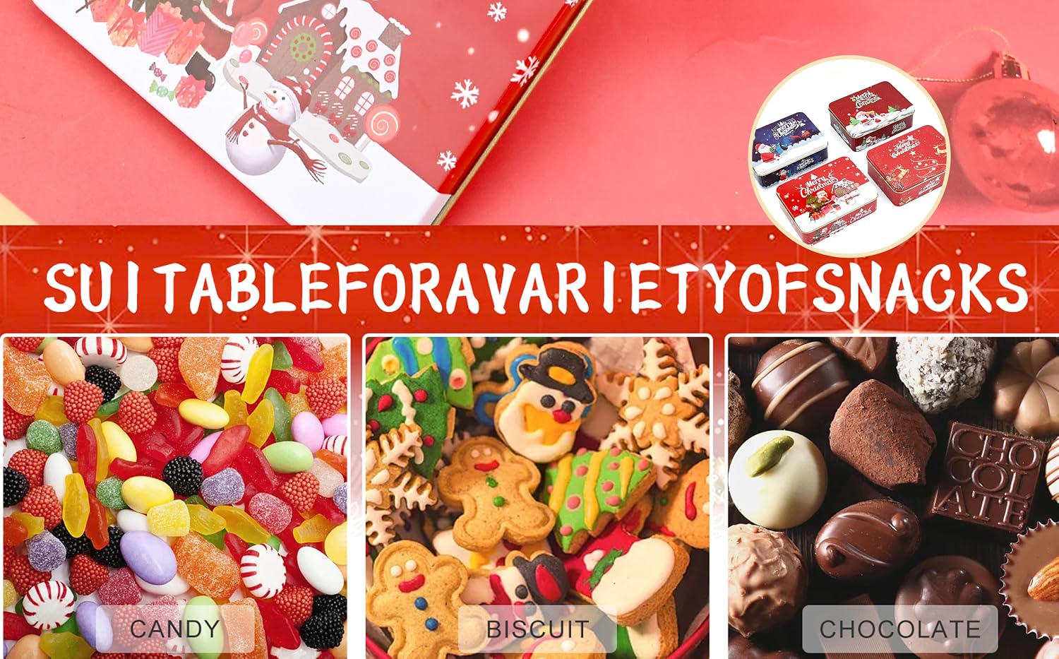 Christmas Biscuit Tins Set of 4
