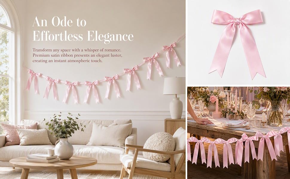 Pink Bow Garland Banner