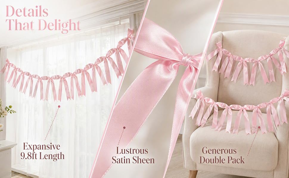 Pink Bow Garland Banner