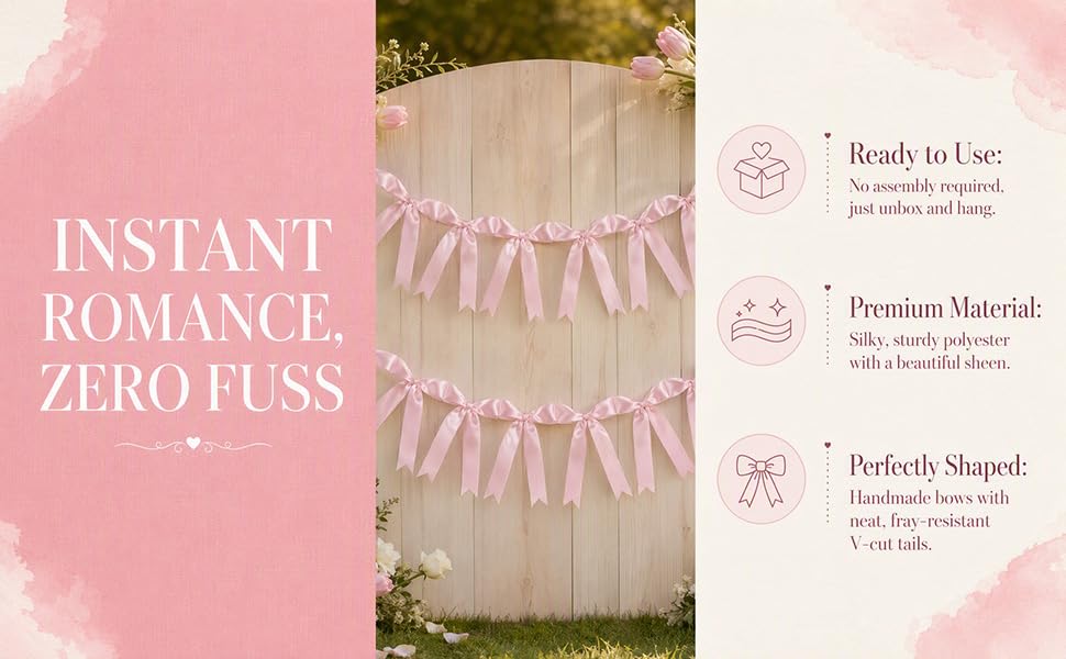Pink Bow Garland Banner