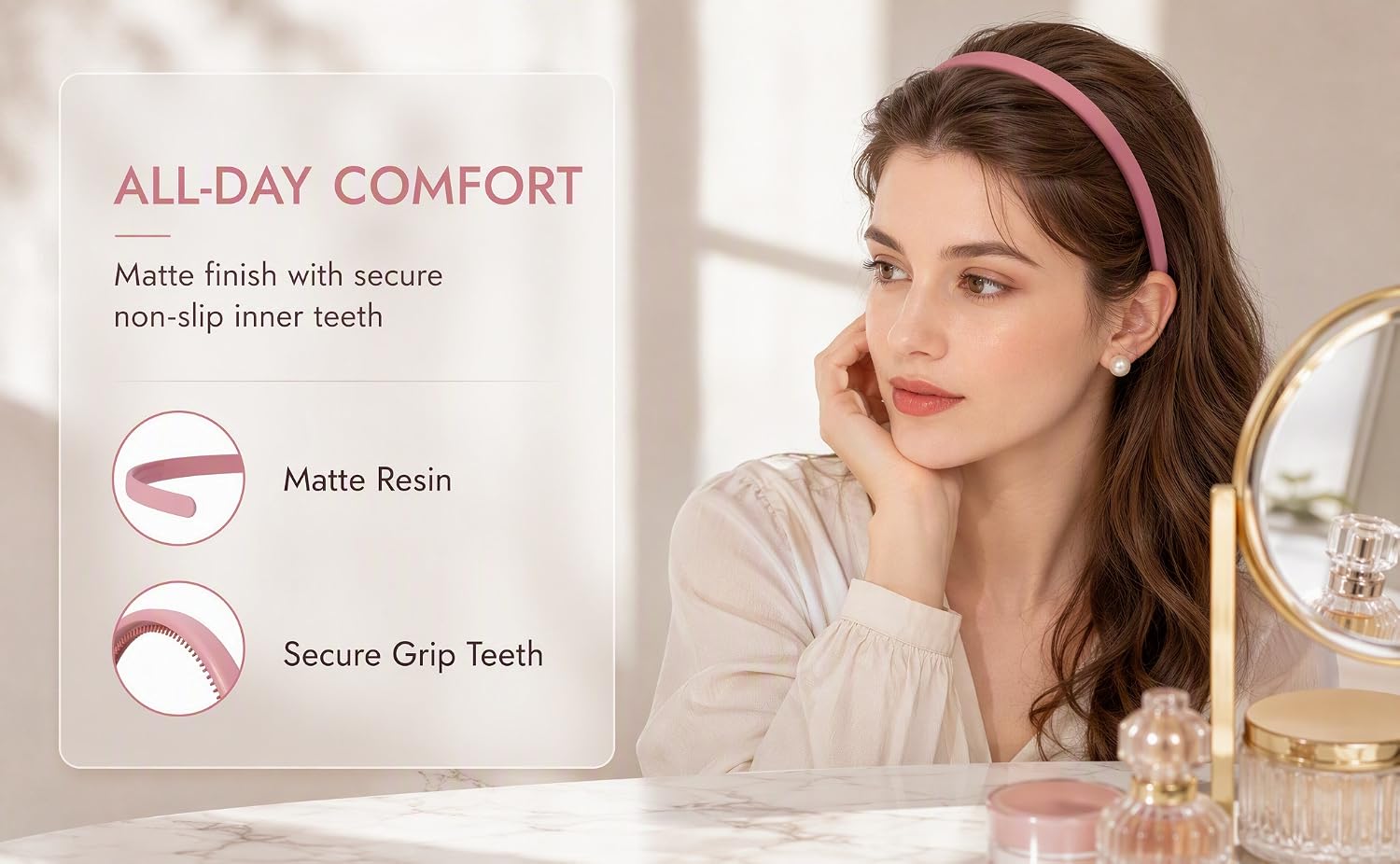 U-shaped Frosted Hairband with Facial Massage and Hair-Pressing Function, Pack of 6