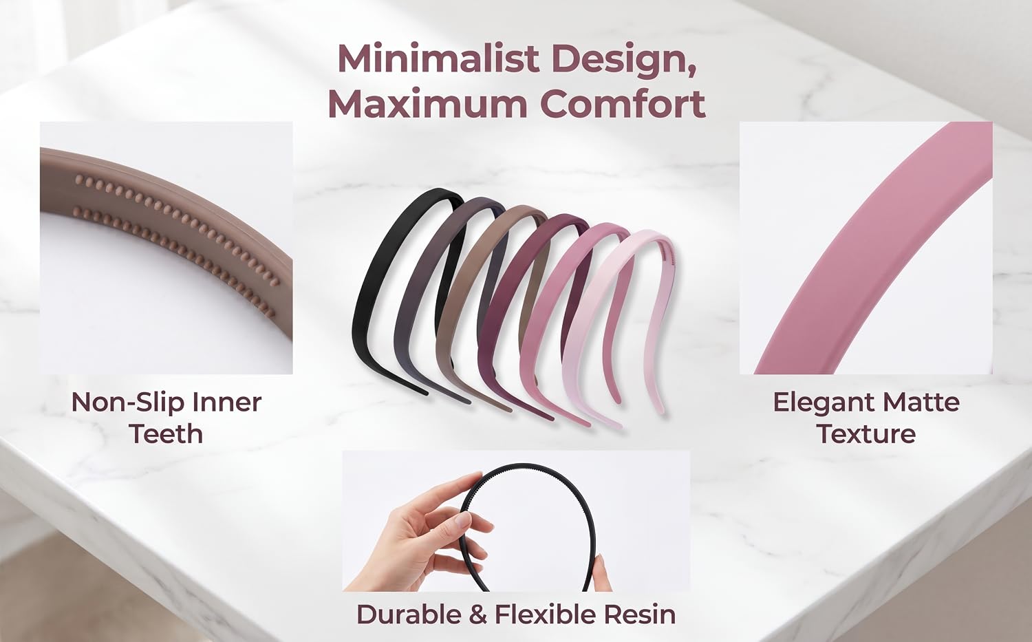 U-shaped Frosted Hairband with Facial Massage and Hair-Pressing Function, Pack of 6