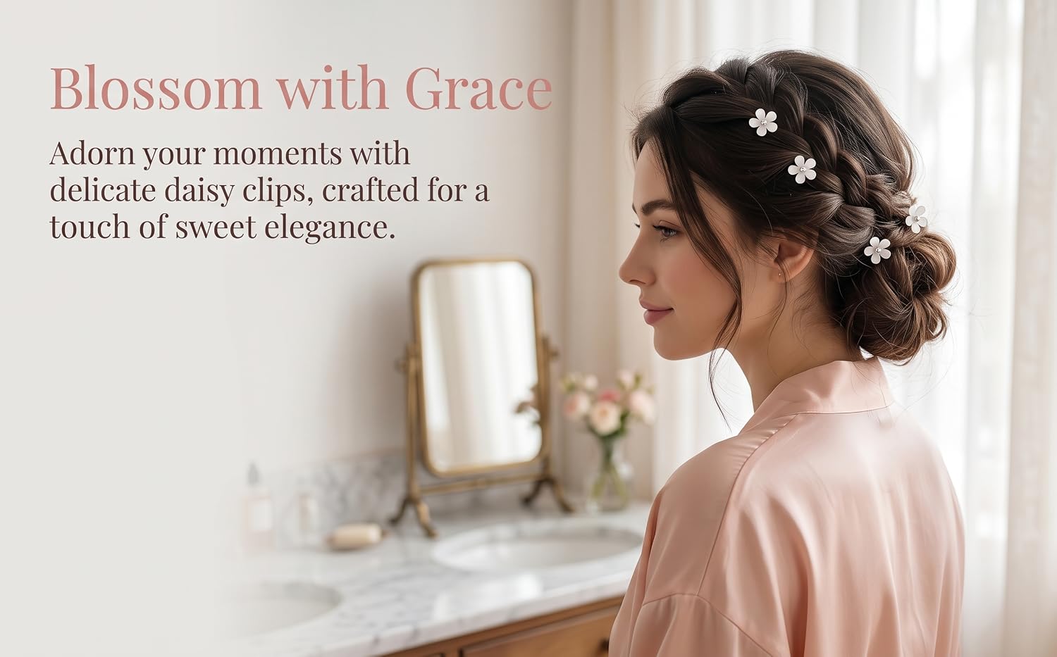 White small flower hairstyle braided hair clip