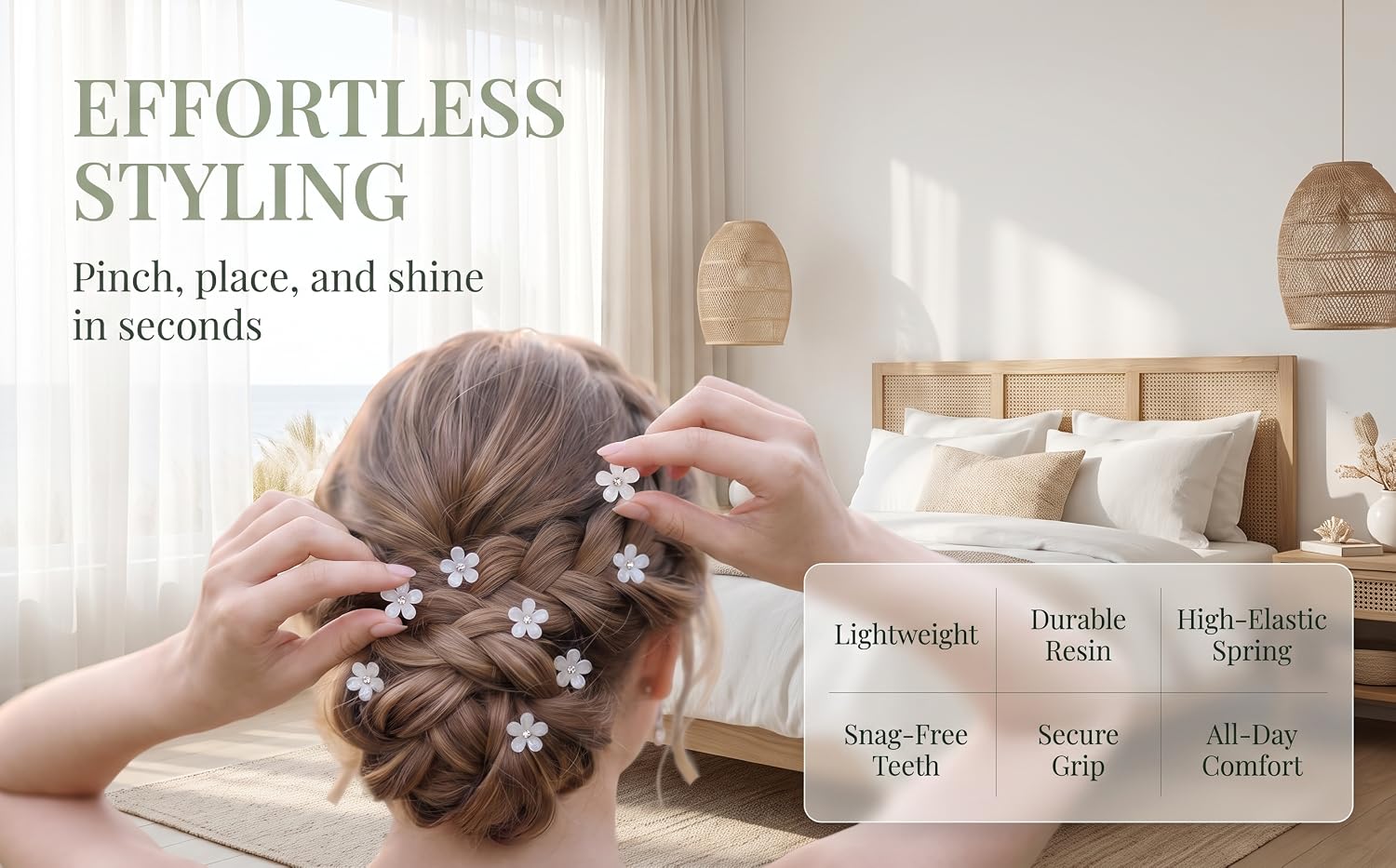 White small flower hairstyle braided hair clip