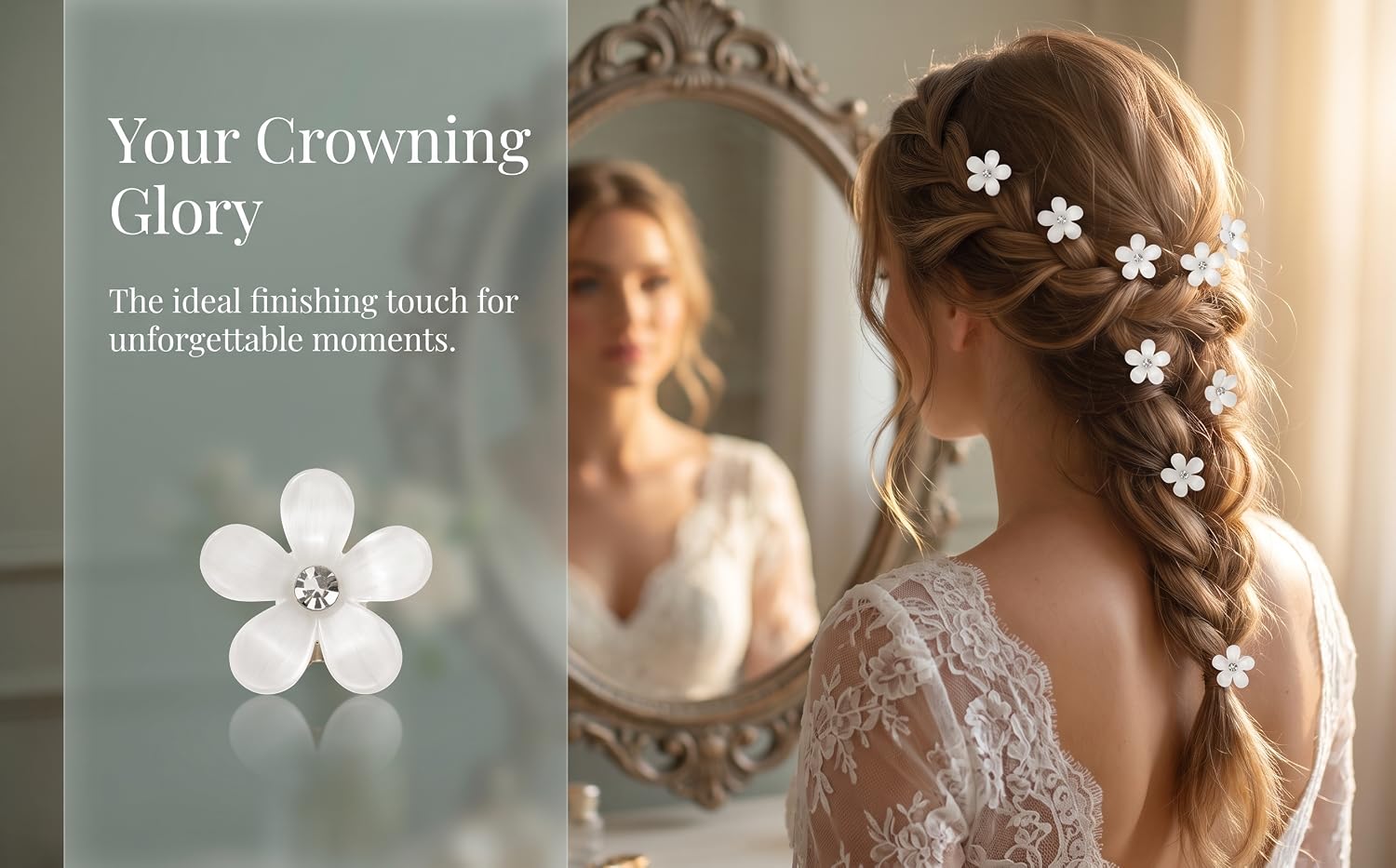 White small flower hairstyle braided hair clip