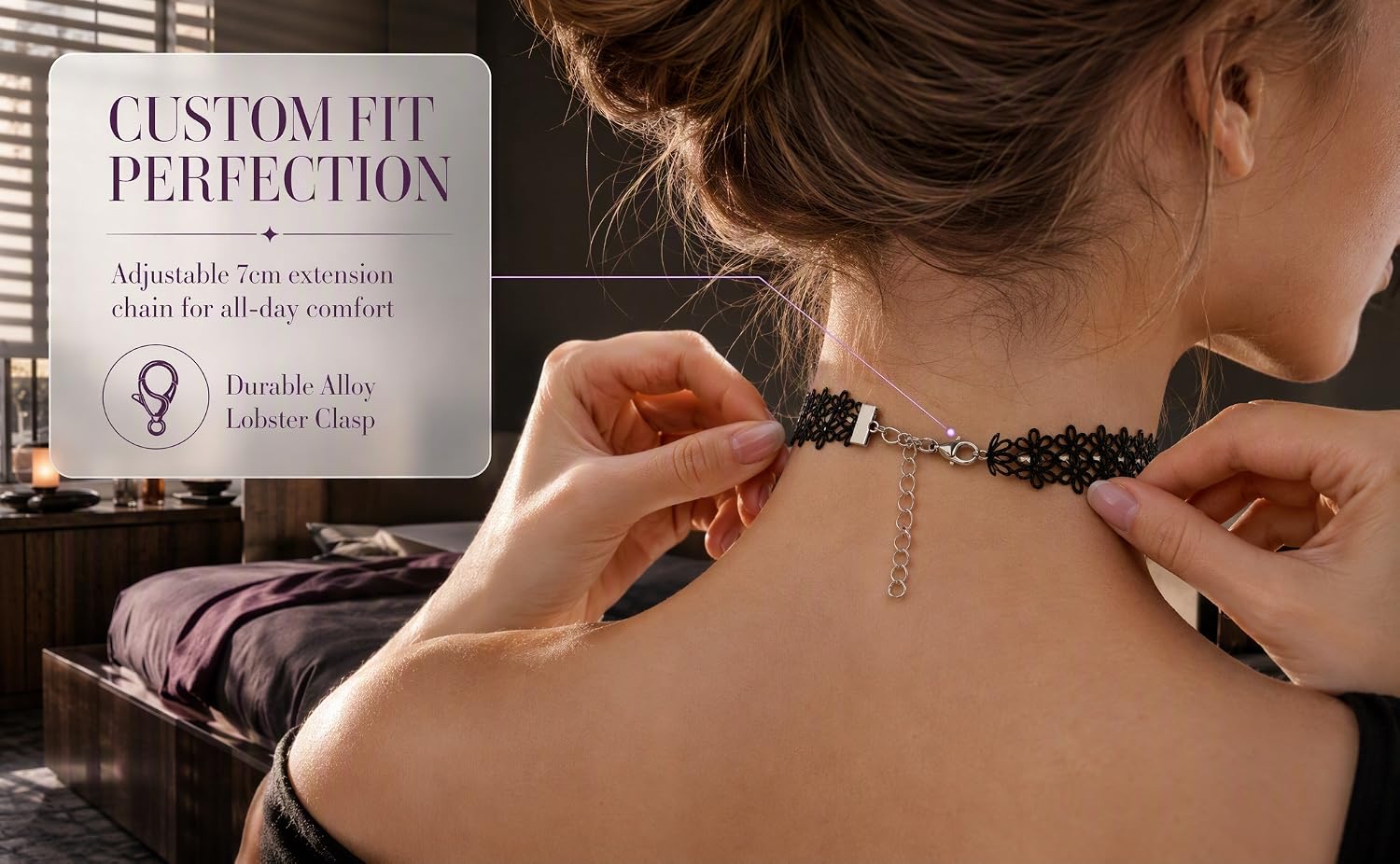 6 pieces of black collar necklaces for women