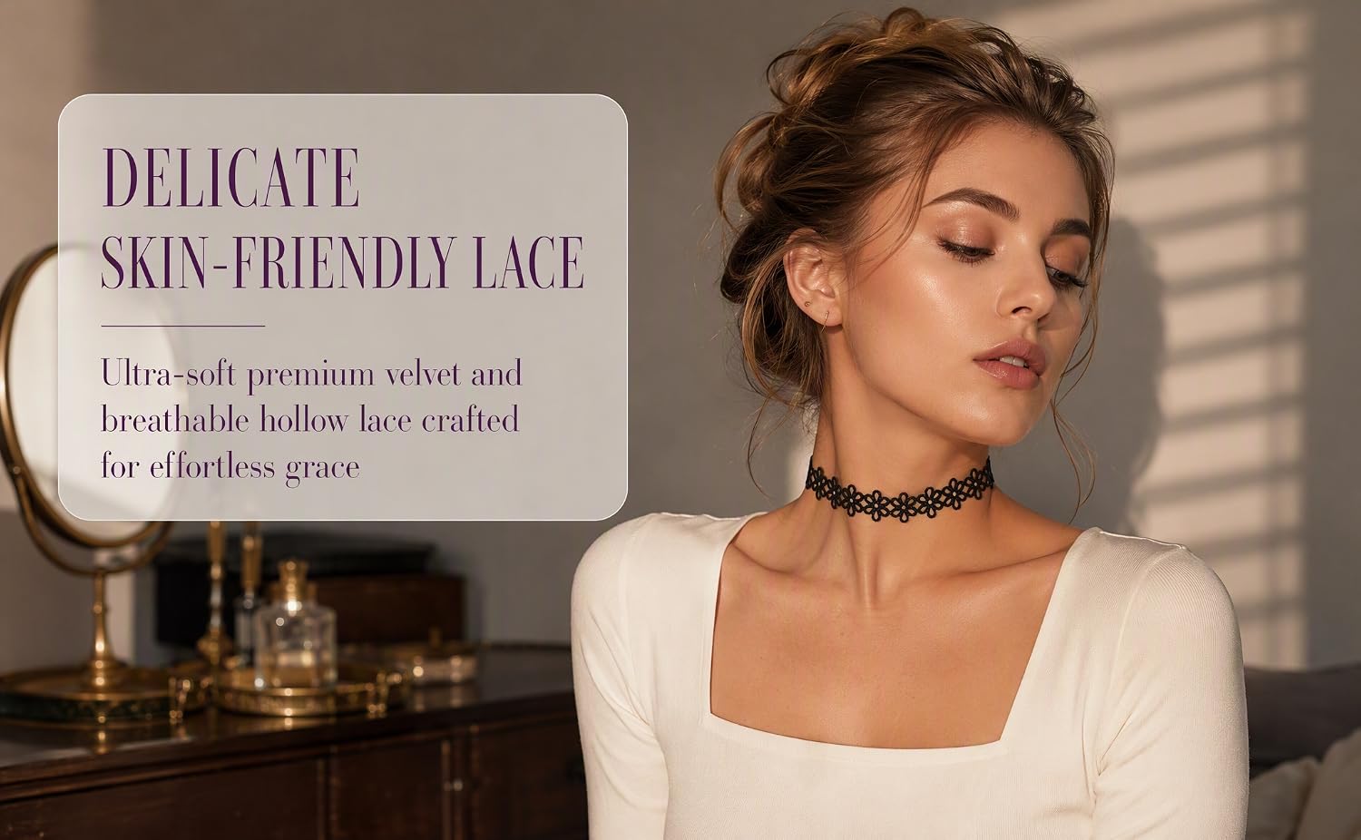 6 pieces of black collar necklaces for women